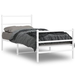 vidaXL Cadre de lit métal sans matelas avec pied de lit blanc 90x200cm