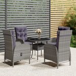 vidaXL Ensemble de bistro de jardin 5 Pièces Résine tressée Gris