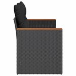 vidaXL Canapé de jardin avec coussins 2 places en polyrotin noir