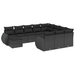 vidaXL Salon de jardin 11 Pièces avec coussins noir résine tressée