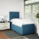 vidaXL Sommier à lattes de lit avec matelas bleu 90x200 cm velours