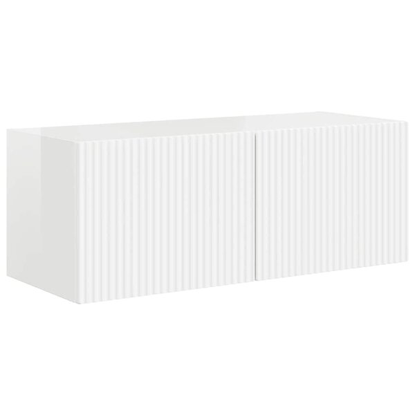 vidaXL Meuble TV mural Montage mural Blanc Brillant 60 x 31 x 29.5 cm