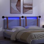 vidaXL Tête de lit suspendue Avec lumière LED Bleu denim PU antique