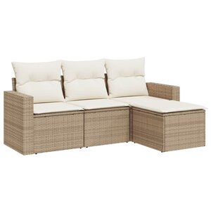 vidaXL Salon de jardin avec coussins 4 Pièces beige résine tressée