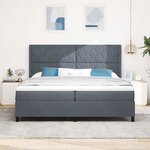 vidaXL Lit à Ressorts avec Matelas LED Gris foncé 200 x 200 cm Velours