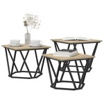 vidaXL Table basse 3 Pièces Chêne Sonoma Bois d'ingénierie et acier