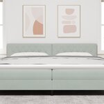 vidaXL Tête de lit LED capitonnée boutons en cristal gris clair 100 cm en velours.