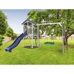 AXI Structure de jeu Beach Tower avec balancoire Nid rond Summer Gris Blanc avec Toboggan Bleu