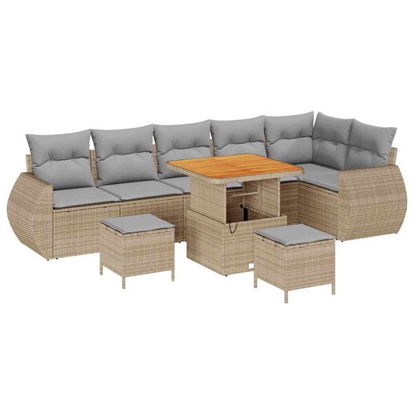 vidaXL Ensemble de canapé de jardin 9 Pièces Beige et Gris clair