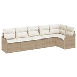 vidaXL Ensemble de canapé de jardin 6 Pièces Beige Poly rotin