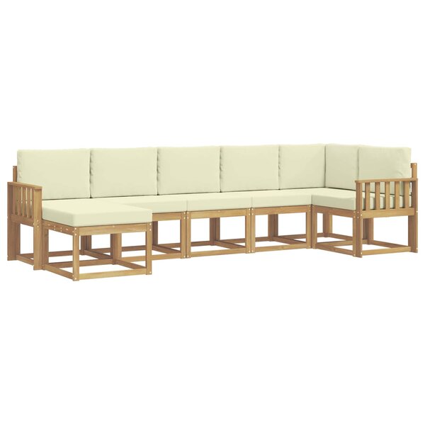 vidaXL Ensemble de canapés d'extérieur 7 Pièces Blanc et crème Polyester