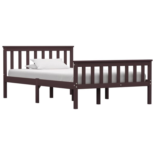 vidaXL Cadre de lit Marron foncé Bois de pin massif 120x200 cm