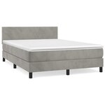 vidaXL Sommier à lattes de lit et matelas Gris clair 140x200cm Velours