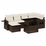 vidaXL Salon de jardin avec coussins 7 Pièces marron résine tressée