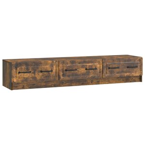 vidaXL Meuble TV 147 x 34 5 x 27 cm Chêne fumé Bois d'ingénierie