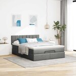 vidaXL Lit ottoman avec matelas gris foncé 140x200 cm tissu