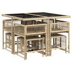 vidaXL Ensemble à manger de jardin et coussins 9 Pièces mélange beige