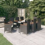 vidaXL Ensemble à manger de jardin avec coussins 9 Pièces noir
