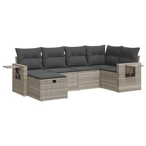 vidaXL Salon de jardin 6 Pièces avec coussins gris clair résine tressée