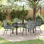 vidaXL Ensemble de salle à manger de jardin 5 pièces avec coussins gris en poly rotin