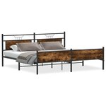 vidaXL Cadre de lit en métal sans matelas chêne fumé 193x201 cm