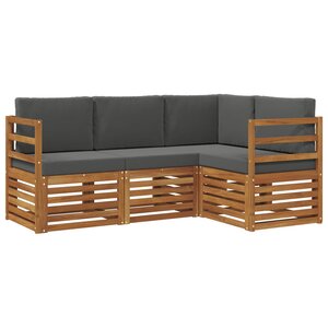 vidaXL Ensemble de canapés d'extérieur 4 pc Naturel et Anthracite