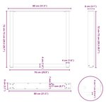 vidaXL Pieds de table à manger en U 2 pièces Acier naturel 80 x (72-73) cm Acier