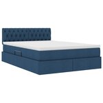 vidaXL Lit de rangement LED avec matelas Bleu 140 x 190 cm Tissu