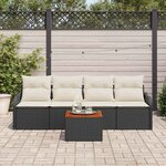 vidaXL Ensemble de canapé de jardin 5 Pièces Noir Poly rotin
