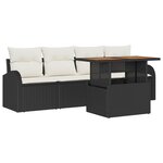 vidaXL Ensemble de salle à manger de jardin 5 pièces avec coussins Noir Rotin