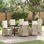vidaXL Ensemble de salle à manger de jardin 7 pièces avec coussins beige en poly rattan
