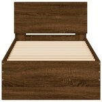 vidaXL Cadre de lit tête de lit et lumières LED chêne marron 90x190 cm