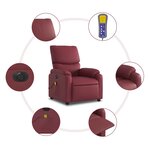 vidaXL Fauteuil de massage inclinable électrique rouge bordeaux