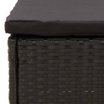 vidaXL Tabouret de jardin avec coussin noir résine tressée