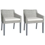 vidaXL Chaises à manger avec coussins lot de 2 gris rotin naturel
