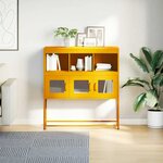 vidaXL Buffet jaune moutarde 100 5x39x107 cm acier laminé à froid