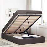 vidaXL Cadre de lit avec matelas Marron foncé 120 x 200 cm tissu