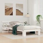 vidaXL Cadre de lit avec tête de lit Blanc 90 x 200 cm Pin massif