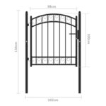vidaXL Portail de clôture avec dessus arqué Acier 100x100 cm Noir