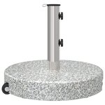 vidaXL Base de parasol ronde sur roulettes en granit gris de 29 kg avec poignée.