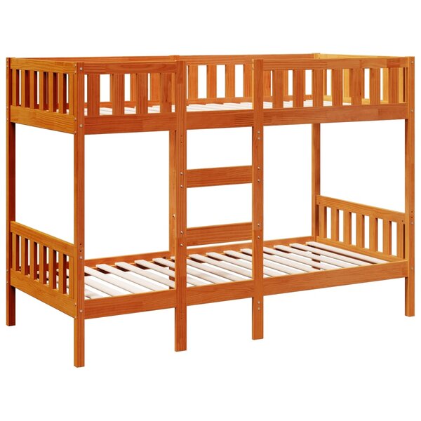 vidaXL Lit superposé cire marron 75x190 cm bois de pin massif
