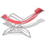 vidaXL Chaises inclinables de terrasse lot de 2 Acier Rouge