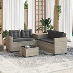 vidaXL Canapé de jardin et table et coussins en forme de L gris clair