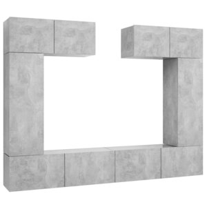 vidaXL Ensemble de meubles TV 6 Pièces Gris béton Bois d'ingénierie