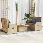 vidaXL Salon de jardin avec coussins 3 Pièces beige résine tressée