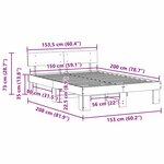 vidaXL Cadre de lit Blanc 150 x 200 cm Bois massif en pin