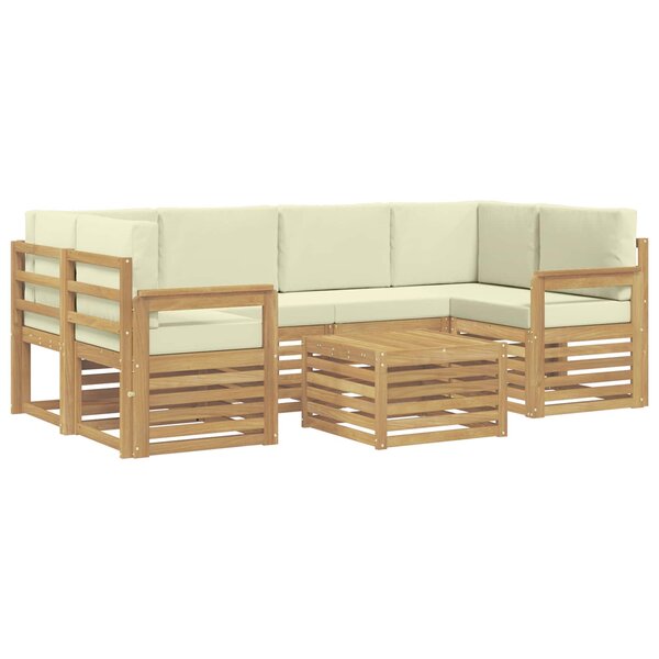 vidaXL Ensemble de canapés d'extérieur 7 pc Blanc et crème Polyester