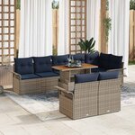 vidaXL Ensemble de canapé de jardin 9 Pièces Gris Poly rotin