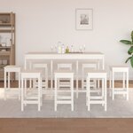 vidaXL Ensemble de bar 9 Pièces Blanc Bois de pin massif