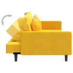 vidaXL Canapé-lit à 2 places avec deux oreillers Jaune Velours